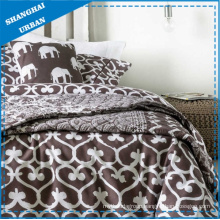Brown Heart-Shape Printed Polyester Quilt and Duvet Cover Set